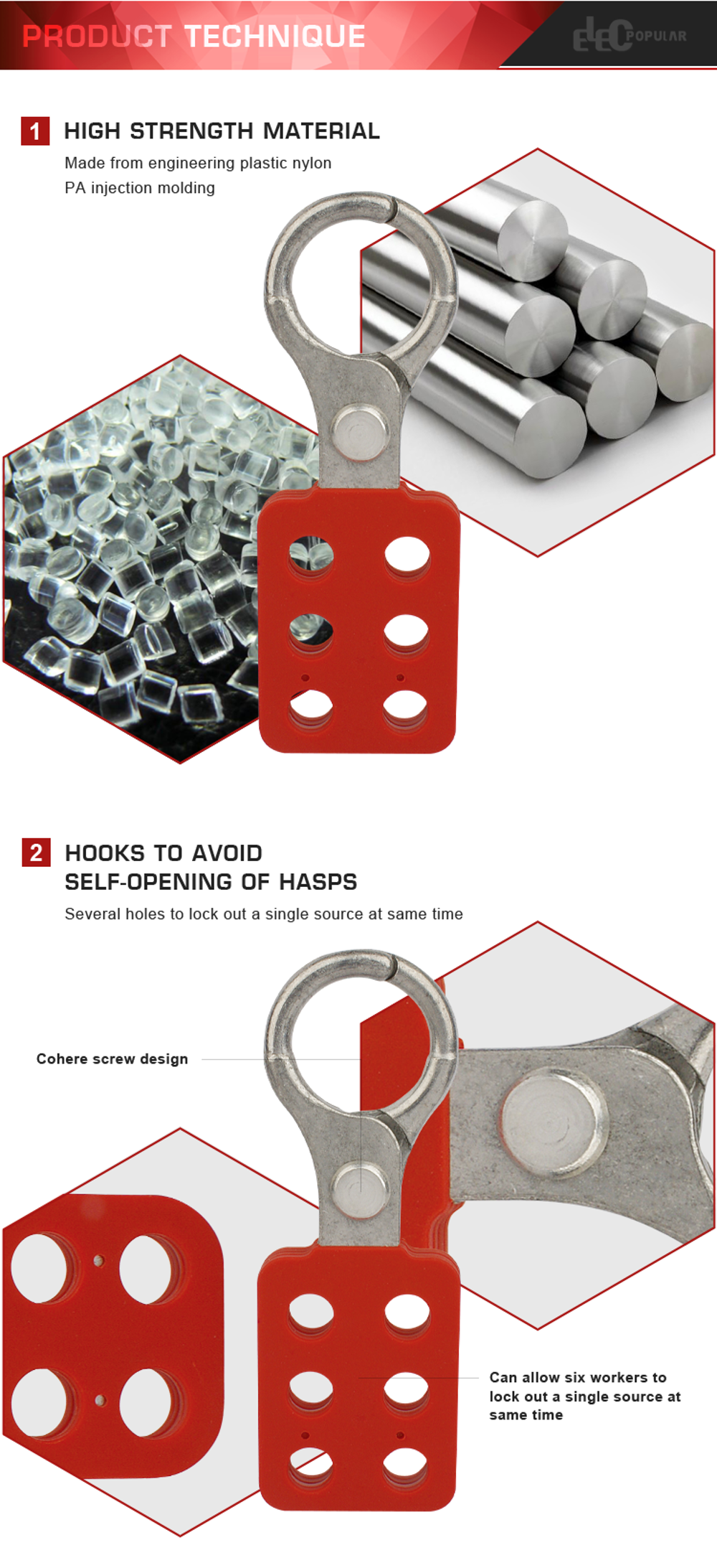 OEM 산업용 6 홀 Multilock 알루미늄 안전 HaspS 잠금 장치