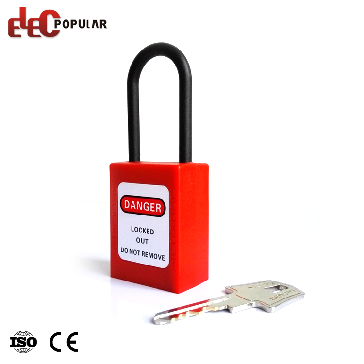 높은 보안 산업용 38mm 슬림 절연 절연 척추 빨간색 안전 자물쇠